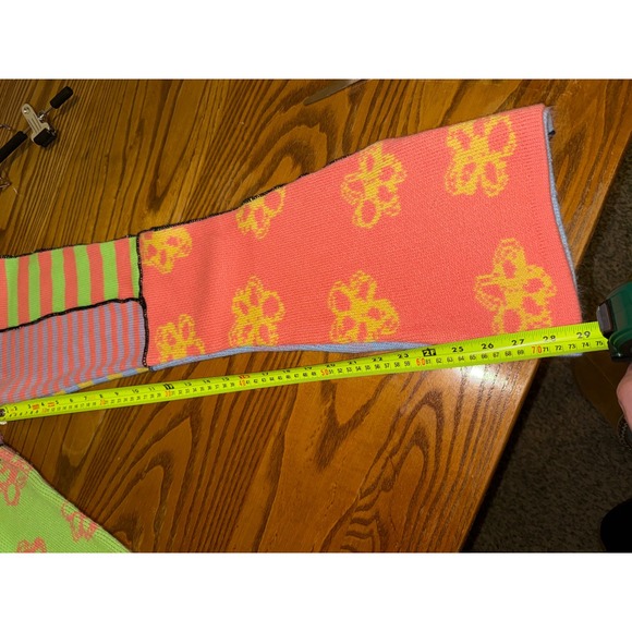 The Ragged Priest Patchwork Knit Flare Pants Multicolor Floral Striped - Picture 10 of 12